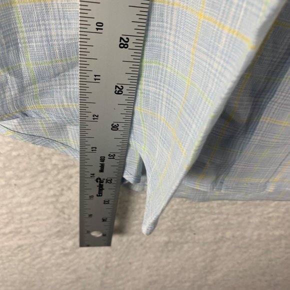 Brooks Brothers Men's Short Sleeve Button Up Blue Plaid Linen Shirt Size L 8896 - Picture 4 of 7
